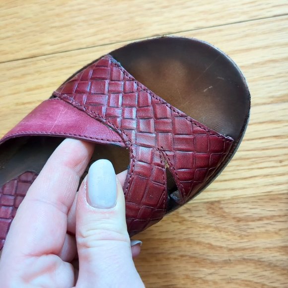 Mjus Leather Ankle Strap Heeled Strappy Distressed Red Sandals size 7.5 - Picture 4 of 14